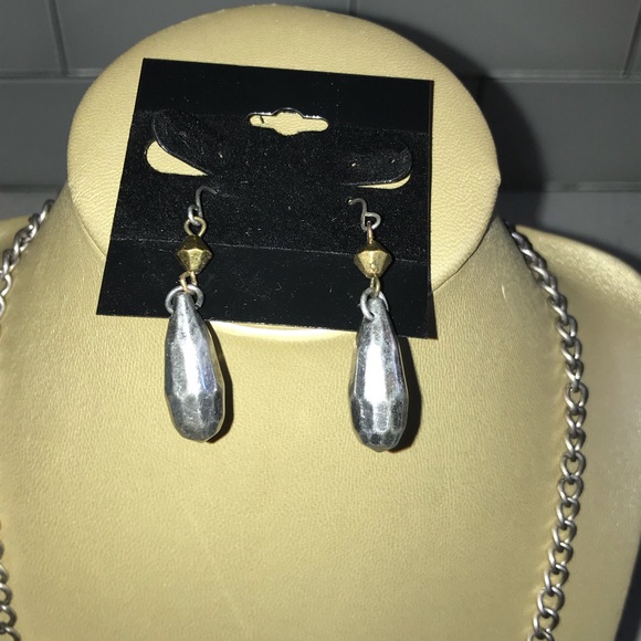 Brass and silver tone fashion necklace/ER - Picture 2 of 4